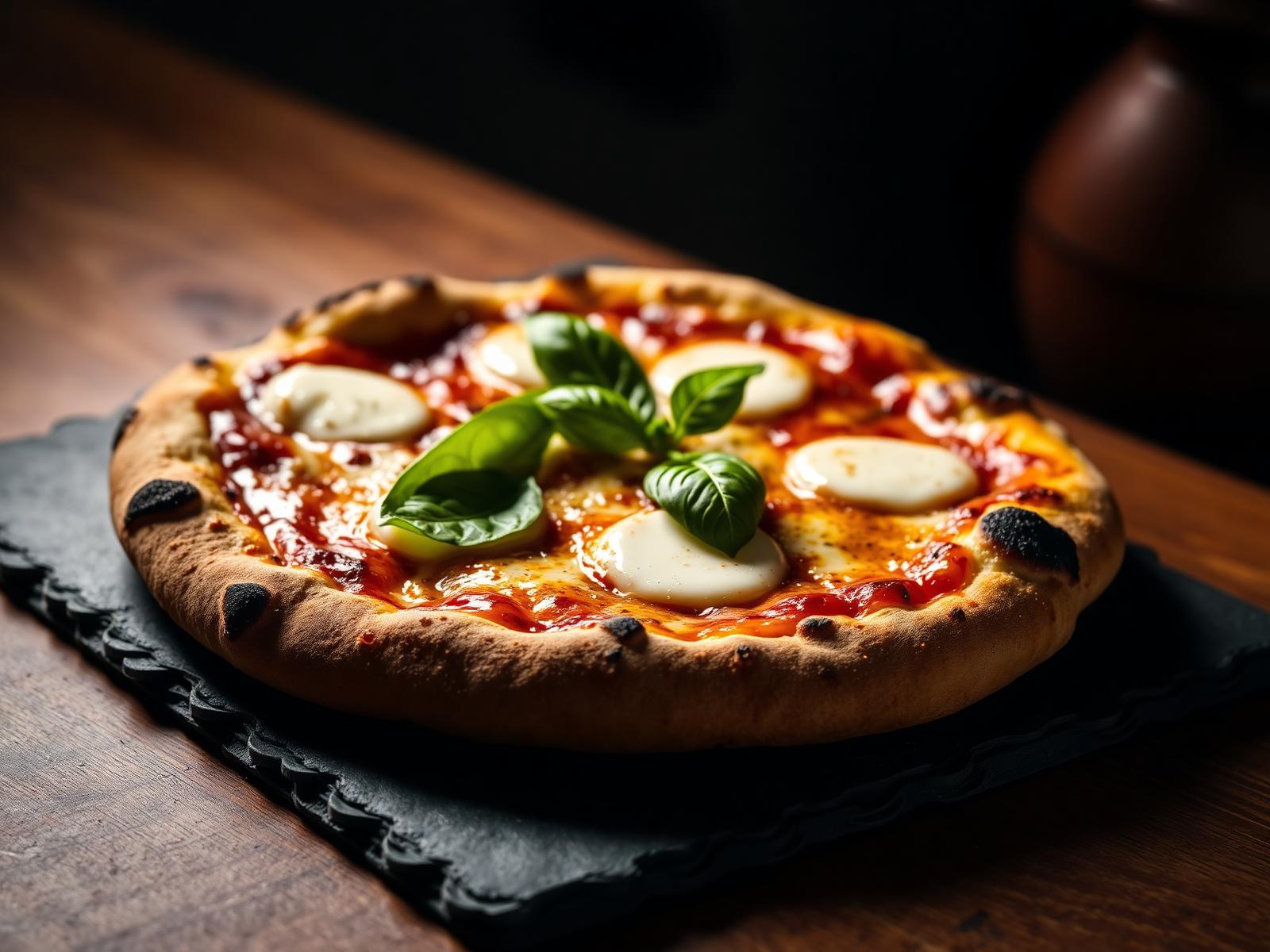 Knusprige Holzofen-Pizza Margherita
